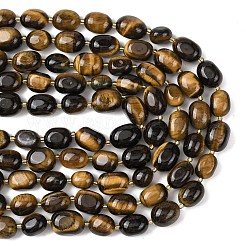 天然石タイガーアイビーズ連売り  ナゲット  タンブルストーン  シードビーズで  12~20x9~15x7~15mm  穴：1mm  約21~24個/連  15.35''~15.75''（39~40センチメートル）&nbsp;G-G453-D05-01