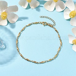 304ステンレススチールリンクバーチェーンアンクレット  ゴールドカラー  9-1/8インチ（23cm）&nbsp;AJEW-AN00602-02