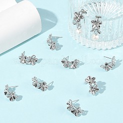 シェグレース 真鍮製スタッドピアス金具  花  カン付き  カドミウムフリーと鉛フリー＆ニッケルフリー  長持ちメッキ  プラチナ  1.5mmのラインストーンに適する  18x10.5mm  穴：2mm  ピン：11x0.7mm&nbsp;XGRQ64787-871P