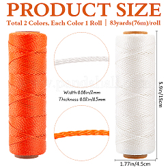 2色の平型ナイロン編みコード  ジュエリー作りのためのマクラメ工芸  ミックスカラー  2mm  約83.11ヤード（76m）/ロール  1ロール/色&nbsp;NWIR-GF0001-05