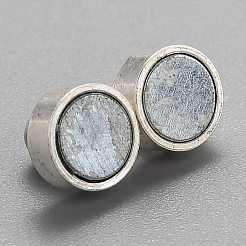 ループ付き真鍮製マグネットクラスプ  カドミウムフリー＆鉛フリー  コラム  銀  12x6mm  穴：2mm&nbsp;KK-O134-14S