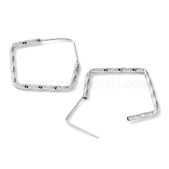 ロジウムメッキ 925 スターリングシルバー テクスチャード ロンバス フープ イヤリング  プラチナメッキ  31.5x2x31.5mm&nbsp;EJEW-K258-05P