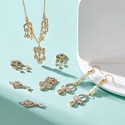 10個5スタイル真鍮製マイクロパヴェクリアキュービックジルコニアペンダント  混合形状  ライトゴールド  25~30x10.5~14x2.5~4mm  穴：1.2~1.4mm  2個/スタイル&nbsp;KK-FH0003-11