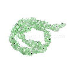 透明ガラスビーズ連売り  エナメル  カニ  薄緑  12~13x13~14x6~7mm  穴：1mm  約30個/連  13.39インチ（34cm）&nbsp;LAMP-L078-010G