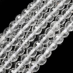 天然石クオーツクリスタルビーズ連売り  水晶  多面カット  ラウンド  6mm  穴：0.9mm  約63~64個/連  15.16~15.28''（38.5~38.8センチメートル）&nbsp;G-C280-B14-6mm