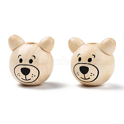 天然木製ビーズ  クマ  ナバホホワイト  27x26.5~28x23.5~25.5mm  穴：5mm&nbsp;WOOD-S040-31-07