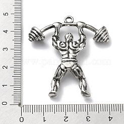 合金のチベット風チャーム  鉛フリー＆カドミウムフリー  男  アンティークシルバー  43.5x38x7mm  穴：2.5mm&nbsp;FIND-Z013-03AS