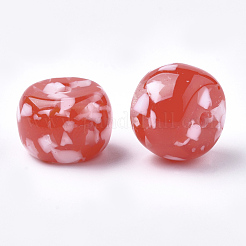樹脂ビーズ  天然石風チップスタイル  ロンデル  レッド  17x13mm  穴：2.5mm&nbsp;RESI-T024-21E