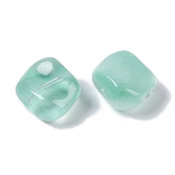 透明ガラスビーズ  ナゲット  ダークターコイズ  8x9.5x5mm  穴：0.8mm&nbsp;GLAA-S202-07D