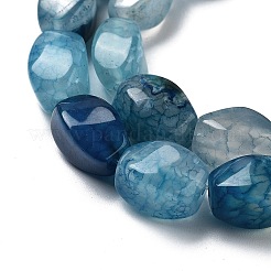天然石ドラゴンアゲート瑪瑙ビーズ連売り  染め＆加熱  ツイスト  マリンブルー  12x8x8mm  穴：1.2mm  約33個/連  16.34''（41.5センチメートル）&nbsp;G-G172-01U