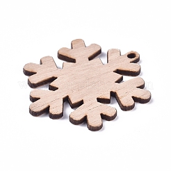 ポプラウッドペンダント  スノーフレーク  クリスマスのために  染め  バリーウッド  50x44x2.5mm  穴：3mm&nbsp;X-WOOD-E011-06