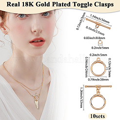 真鍮製マンテル  丸カン付き  リング  18KGP本金メッキ  20x14x2.5mm  10pc&nbsp;KK-BBC0021-22D-G