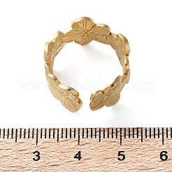 304ステンレススチールオープンカフリング  花  ゴールドカラー  usサイズ7 1/2(17.7mm)&nbsp;X-RJEW-C067-23G