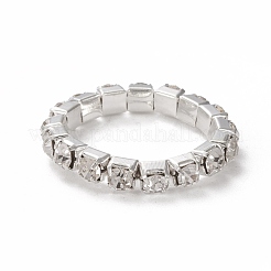 合金指輪  ラインストーンクリスタルリング  婚約結婚指輪リング  プラチナ  3mm  サイズ7  17mm&nbsp;RJEW-I071-01A