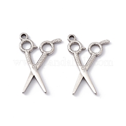 変色しない201ステンレススチールペンダント  はさみ  ステンレス鋼色  33.5x22x2.5mm  穴：2.5mm&nbsp;STAS-C057-12P