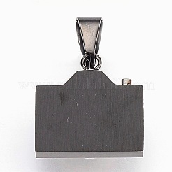 304ステンレススチールキュービックジルコニアペンダント  カメラ  ガンメタ色  19.5x19.5x10mm  穴：5x10mm&nbsp;STAS-F168-34B
