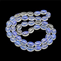 Ab カラーメッキ電気メッキ透明ガラスビーズ連売り  花とオーバル  ブルー  14x10.4x4.8mm  穴：1.2mm  約45個/連  25.04インチ（63.6cm）&nbsp;EGLA-G037-13A-AB01