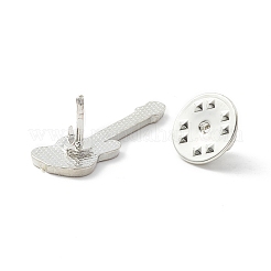 ギターエナメルピン  バックパック服用楽器合金ブローチ  プラチナ  レッド  29.5x10x1.5mm  ピン：1.2mm&nbsp;JEWB-M022-01