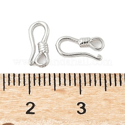 925スターリングシルバーフッククラスプ  プラチナ  9.5x4x1.8mm  穴：1.5mm&nbsp;STER-S012-03A-P