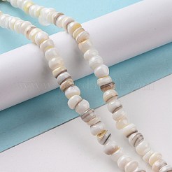 天然養殖淡水貝ビーズ連売り  染め  ロンデル  ゴールデンロッド  6.5~7.5x2~6.5mm  穴：1mm  約85個/連  14.88インチ（37.8cm）&nbsp;SHEL-F002-01D