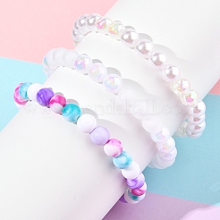 DIY ラウンドビーズブレスレット作成キット  弾性クリスタル糸を含む  アクリル＆ABSプラスチックビーズ  ミックスカラー  0.5mm&nbsp;DIY-FS0008-80