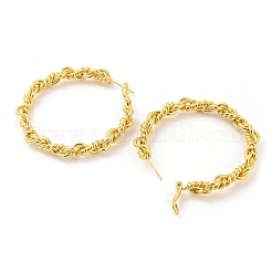 ラックメッキブラスフープピアス  長持ちメッキ  カドミウムフリー＆鉛フリー  18KGP本金メッキ  51x52.5x6mm&nbsp;EJEW-K263-15G