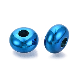 UVメッキ不透明アクリルヨーロピアンビーズ  大穴ビーズ  虹色の  ロンデル  ドジャーブルー  14x8mm  穴：4.8mm&nbsp;PACR-T017-19M-08