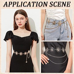 2色合金リンクチェーンベルト2個  シャツドレスの装飾用ウエストベルト  太陽  43-1/8インチ（109.5cm）  1pc /カラー&nbsp;AJEW-GF0009-21B