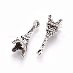 合金のチベット風チャーム  エッフェル塔  アンティークシルバー  22.5x8.2x8.2mm  穴：1.6mm&nbsp;X-PALLOY-WH0066-11AS