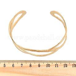 304ステンレススチールオープンカフバングル  女性用クロスバングル  18KGP本金メッキ  1-1/8インチ（2.8cm）  内径：2-1/2インチ（6.3cm）x2インチ（5.1cm）&nbsp;BJEW-R008-02G