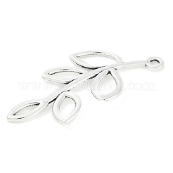 チベットスタイル合金の枝ペンダント  カドミウムフリー＆鉛フリー  アンティークシルバー  42x19x2mm  穴：2mm  約263個/500g&nbsp;TIBEP-Q043-317-RS