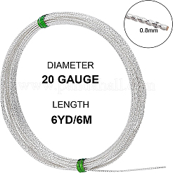 織り目加工の丸い真鍮線  銀  20ゲージ  0.8mm  6 m /ロール&nbsp;CWIR-WH0009-05S