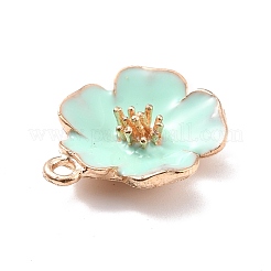 合金エナメルチャーム  ハイビスカスの花  ライトゴールド  アクアマリン  23x19.5x6mm  穴：2mm&nbsp;ENAM-E361-01KCG-03