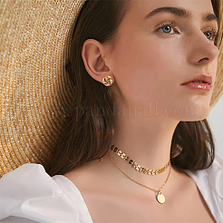 8ペア8スタイルのツイストオーバル＆チェーンシェイプ＆ラウンド合金スタッドピアス  女性用ハーフフープピアス  ミックスカラー  19~49x12~29.5x7~18mm  ピン：0.6~0.8mm  1ペア/スタイル&nbsp;EJEW-FI0001-47