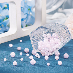 105個 3スタイル 電気メッキ不透明ソリッドカラーガラスビーズ連売り  ラウンド  ABカラーメッキ  ファセット（96ファセット）  パールピンク  4~8mm  穴：1~1.2mm  35個/スタイル&nbsp;GLAA-TA0004-40B