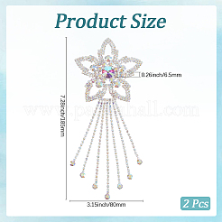 ガラスラインストーンタッセルカボション  合金パーツ  プラチナ  花  185x80x6.5mm&nbsp;FIND-WH20008-30A