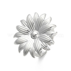 女性用304ステンレススチールカフオープンリング  花  ステンレス鋼色  usサイズ7 1/4(17.5mm)&nbsp;RJEW-T037-03P