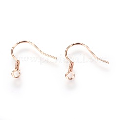304ステンレススチールイヤリングフック  水平ループ付き  ローズゴールド  16.5~17.5x17~20mm  穴：2mm  21ゲージ  ピン：0.7mm&nbsp;STAS-P227-06RG