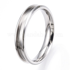 201ステンレススチール溝付き指輪男性用女性用  ステンレス鋼色  usサイズ8 1/4(18.3mm)  ワイド：4mm&nbsp;STAS-WH0039-08I-P