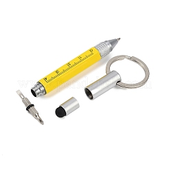 アルミ製実用的な6-in-1キーチェーンペン  多機能ボールペン  スケールペン  鉄キーリング付き  ゴールド  120mm&nbsp;LS-AJEW-R004-01P-02