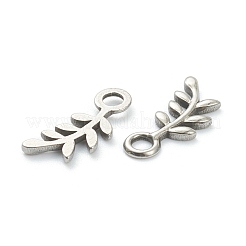 変色しない304ステンレススチールチャーム  葉  ステンレス鋼色  15x6.5x1mm  穴：2mm&nbsp;STAS-P279-53P