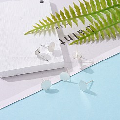 スターリングシルバーのフラットパッドスタッドピアスパーツ 925 個  スタンプ925個付きイヤリングポスト  銀  トレイ：8mm  11.5mm  ピン：0.8mm&nbsp;STER-K167-045G-S