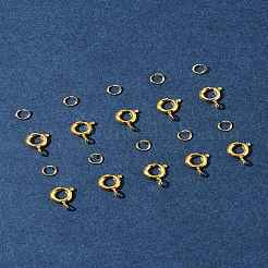 真鍮のスプリングリングの留め金  304ステンレススチールオープン丸カン付き  ゴールドカラー  6mm  穴：1.5mm&nbsp;KK-FS0001-50G