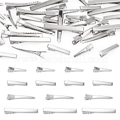 40 個 4 スタイル鉄ワニのヘアクリップパーツ  プラチナ  30~57x8~11x8~11mm  10個/スタイル&nbsp;PHAR-TADJ0001-10