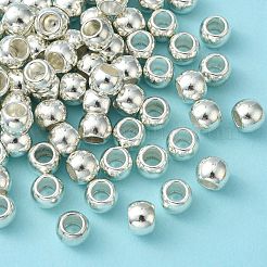 チベット風スペーサービーズ  鉛フリー及びカドミウムフリー  ドラム  銀  6x7mm  穴：3.5mm&nbsp;LS-TIBEB-LFH10389Y-S-LF
