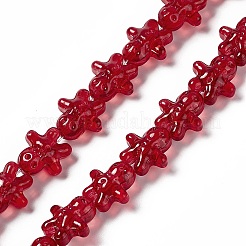 透明ガラスビーズ  ジンジャーマン  クリスマスのために  レッド  15x14x7mm  穴：1mm  約50個/連  27.17''~27.95''（69~71センチメートル）&nbsp;GLAA-P005-N02