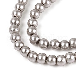 ベーキングペイント、ガラスパールビーズの連  パールカラーの  ラウンド  ライトグレー  3~4mm  穴：0.5mm  約195個/連  23.6インチ&nbsp;HY-Q003-3mm-81-A