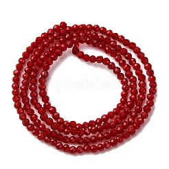 キャッツアイビーズ連売り  ラウンド  多面カット  レッド  2mm  穴：0.5mm  約174~196個/連  14.17~14.57インチ（36~37cm）&nbsp;CE-I005-A52