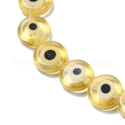 手作りナザールボンジュウランプワークビーズ連売り  フラットラウンド  ライトカーキ  7.5~9x3mm  穴：0.8mm  約48~49個/連  13.90~14.45''（35.3~36.7センチメートル）&nbsp;LAMP-G164-10B-05