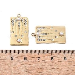 304ステンレスペンダント  ラインストーン付き  イオンプレーティング（ip）  長方形  18KGP本金メッキ  26.5x14.5x3.5mm  穴：1.8mm&nbsp;STAS-Z121-62G